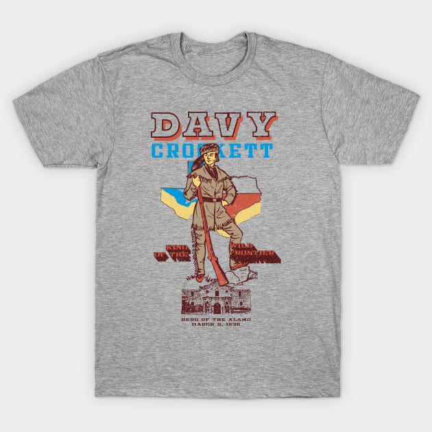 Davy Crockett Texas Alamo Cowboy Vintage Souvenir T-Shirt by bigraydesigns